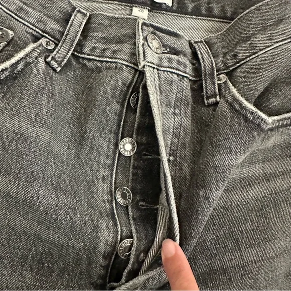 Agolde Women's Relaxed Black Distressed wide leg jeans - Picture 5 of 5